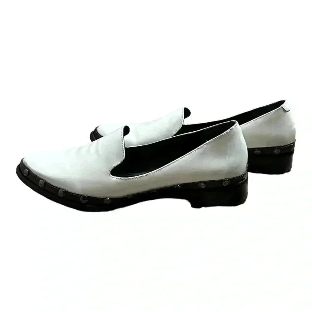 Anthropologie M4de White Patent Leather Loafers Size 7